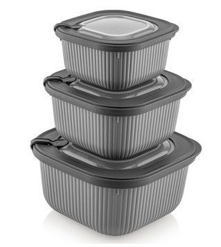Набор контейнеров IDEA HOME 00685 Line Box Gray 0.6/1.1/1.8 л 00-00463987 фото